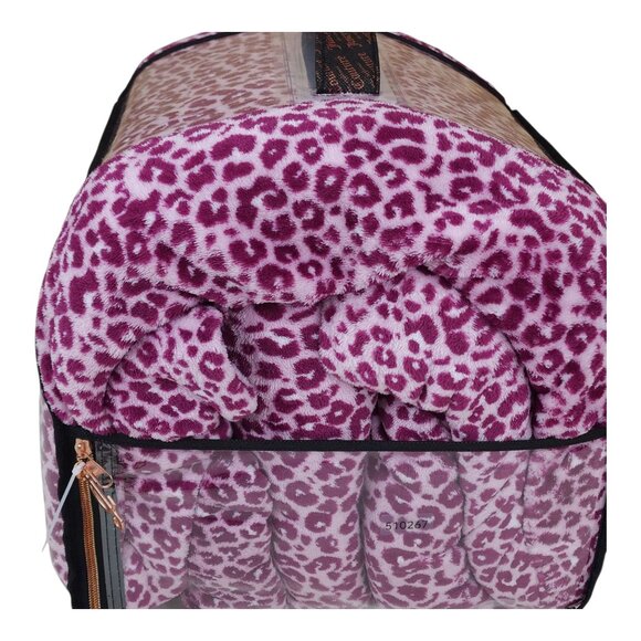 Juicy Couture King Plush Sheet Set Leopard Print Ultra Plush & Cozy Purple - Picture 2 of 8